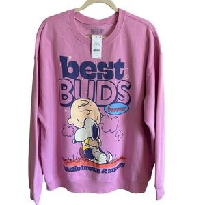 Women's Peanuts Best Buds Snoopy Graphic Sweatshirt - Pink XXL